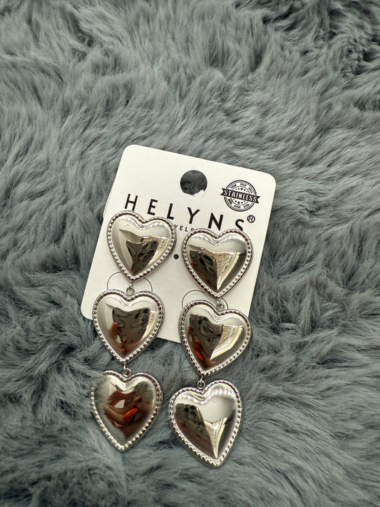 Orecchini cuore tris